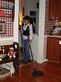 Ask Luebecke why she is vacuuming